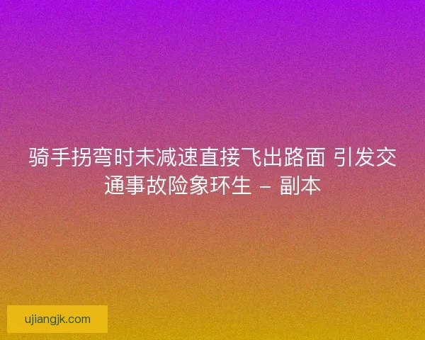 骑手拐弯时未减速直接飞出路面 引发交通事故险象环生 - 副本